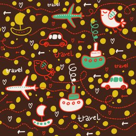 卡通飞机汽车四方连续底纹