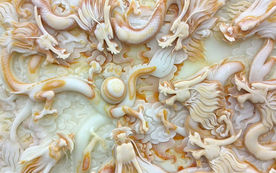 3D 玉雕 龙 龙珠