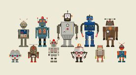 手绘卡通机器人矢量图下载