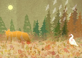 狐狸和天鹅插画