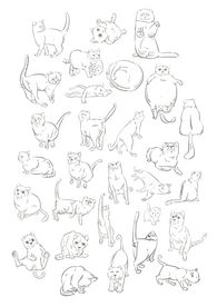 30只猫 线稿