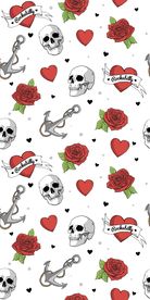 玫瑰花骷髅头四方连续底纹