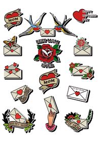 玫瑰花信封飞鸟矢量图下载