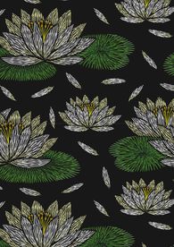 莲花荷叶刺绣矢量图