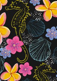 花瓣海马贝壳四方连续底纹