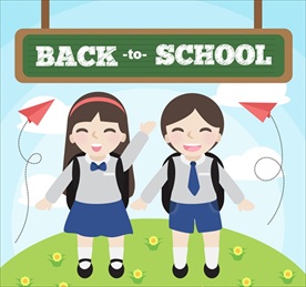 穿着校服回校上学的学生