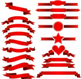 红色彩带横幅标签矢量素材