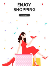 时尚购物人物矢量