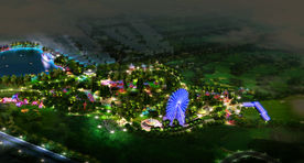 公园夜景鸟瞰图