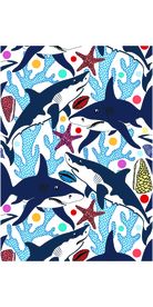 手绘鲨鱼四方连续底纹