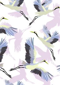 手绘仙鹤白鹤四方连续底纹