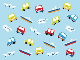 卡通汽车飞机轮船矢量图下载