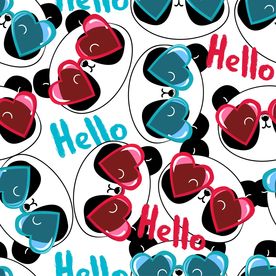 手绘熊猫四方连续底纹