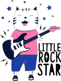 卡通猫摇滚明星矢量图下载