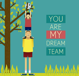 创意捡球的两个孩子矢量素材