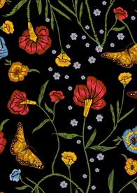 植物花朵花卉蝴蝶绣花四方连续