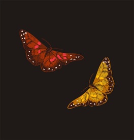 手绘蝴蝶绣花效果矢量图下载