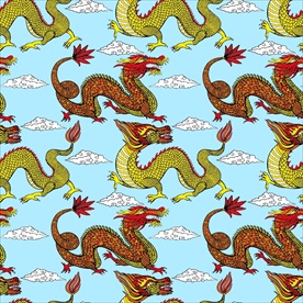 神龙祥云四方连续底纹