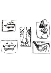 五官素描石膏像矢量图下载