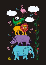 卡通动物测量矢量图下载