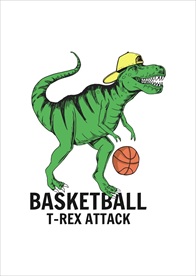 手绘恐龙打篮球矢量图下载