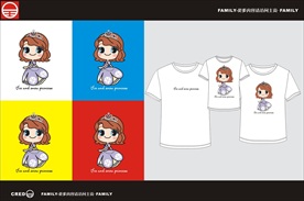 亲子装情侣装卡通小公主图案