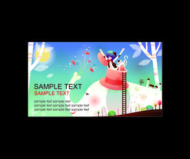 卡通人物动物包装名片矢量图下载