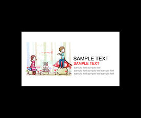 卡通人物动物包装名片矢量图下载