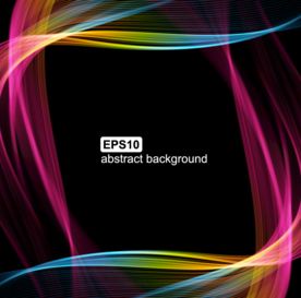 多彩优美抽象波浪背景边框矢量素