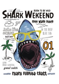 卡通鲨鱼印花矢量图下载