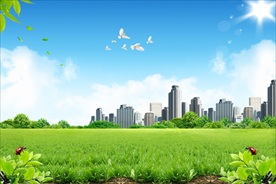 白云蓝天城市风景PSD素材