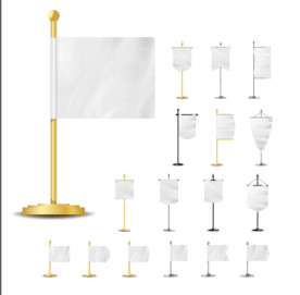 多款旗杆旗帜设计矢量素材