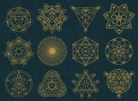 多款金色神秘几何图案矢量素材