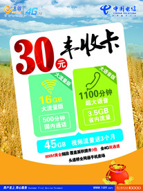 中国电信 30元丰收卡