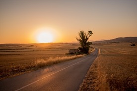 夕阳下的道路风光