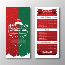 圣诞节活动餐厅菜单模板矢量