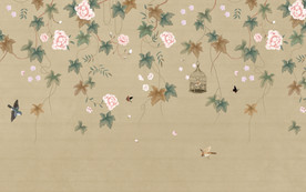 中式简约花鸟唯美背景墙装饰画