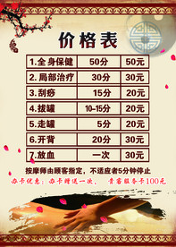 价格表
