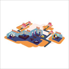 二维平面商业商铺制作矢量高插画