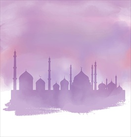 水彩手绘卡通城市