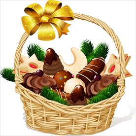 装满食品的竹篮