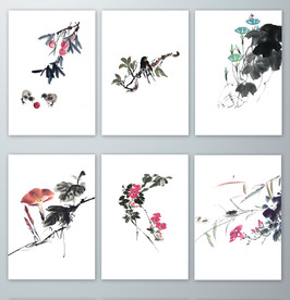 水墨花草的PNG免抠素材