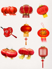 新春大红灯笼元素