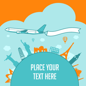 创意飞机与绸带背景矢量素材