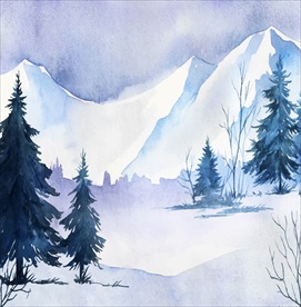 矢量卡通冬天风景图片