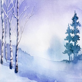 矢量卡通冬天风景图片