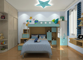 男孩儿童房上下床设计