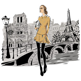 插画美女 时尚美女 手绘美女