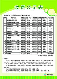 收费公示表