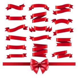 红色丝带与蝴蝶结